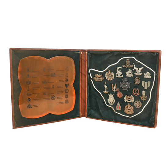 Original Rhodesian Bush War Era Cap Badge Collection in Period Case with Illustration