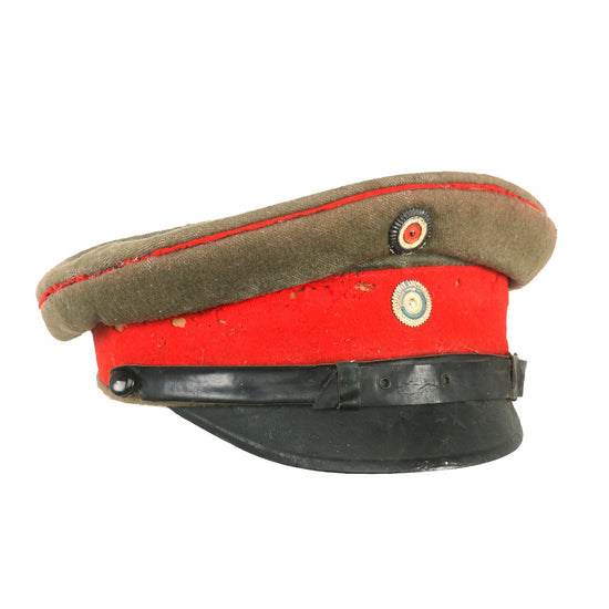 Original Imperial German WWI Bavarian M1910 Feldgrau Infantry Officer Schirmmütze Visor Cap with Inscription on Interior Original Items