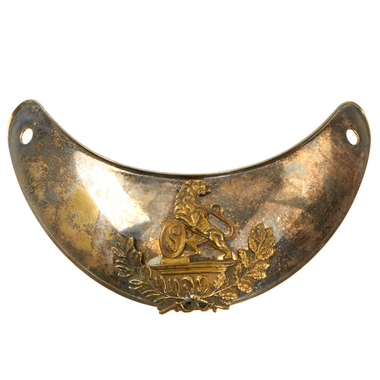 Original Belgian Model 1831 Gauses-Coll Infantry Officer’s Gorget with King Leopold Device Original Items