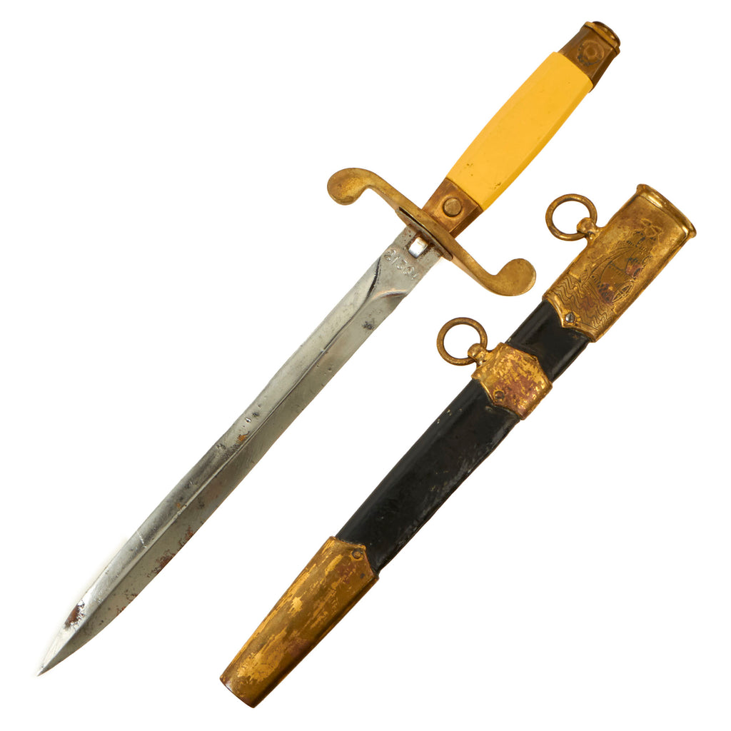 Original Russian Soviet Collapse Era Naval Dagger with Scabbard marked BULAT 1988 - Serial 21361