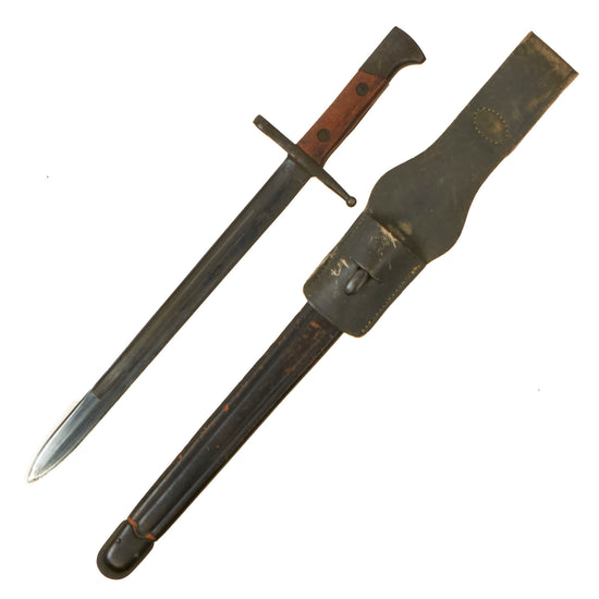 Original WWII Italian M1891 Carcano - Mannlicher Rifle Bayonet with Leather Scabbard and Frog