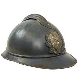 Original French WWI Model 1915 Adrian Helmet Shell with RF Field Medical Personnel Badge - Horizon Blue