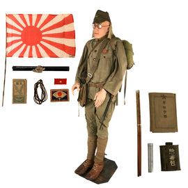 Original Japanese WWII IJA Enlisted Man Tropical Uniform with Custom Full Size Mannequin in Full Tropical “Marching Order”