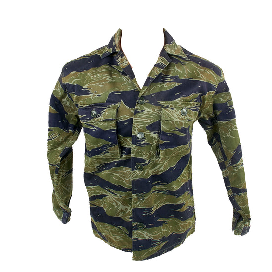 Original Vietnam War U.S. Special Forces Tiger Stripe Tadpole Camouflage Fatigue Uniform Shirt