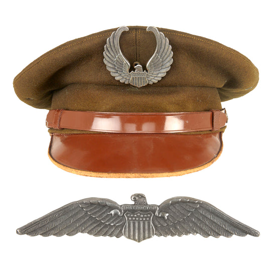 Original U.S. WWII Civilian Flight Instructor Wings & Crusher Cap with Civilian Flight Instructor Cap Badge - Scarce