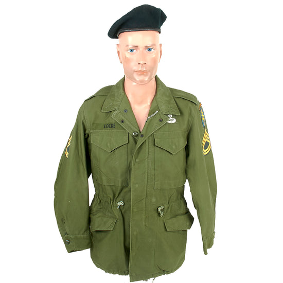 Original U.S. Vietnam War M1951 1st Special Forces (Airborne) Field Jacket with Period Applied Insignia & Beret - Senior Parachutist Badge