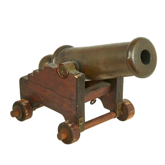 Original 19th Century U.S. Brass Signal Cannon on Contemporary Wooden Carriage Original Items