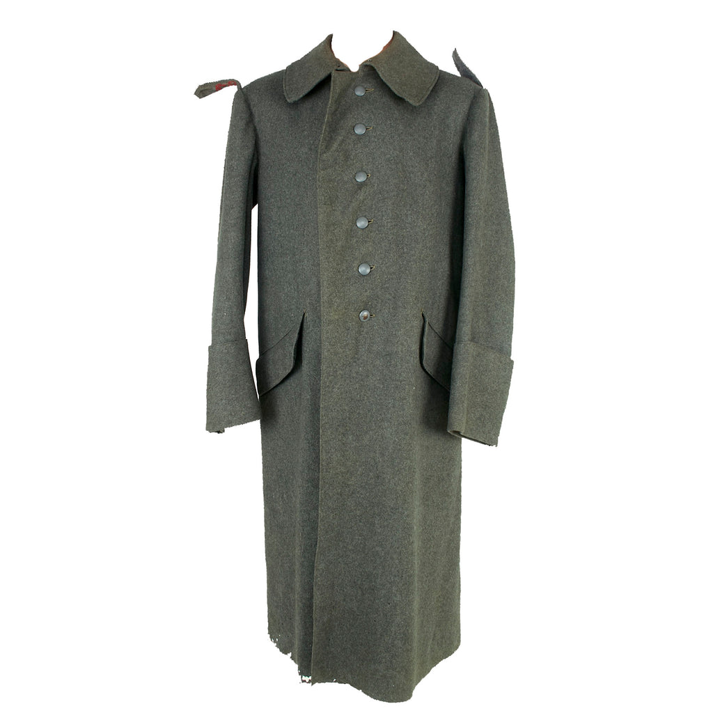 Original Imperial German WWI Rare Feldgrau M-1915 Bavarian Greatcoat with Kraftfahr-Battalion Motor Transport Shoulder Straps - Dated 1916