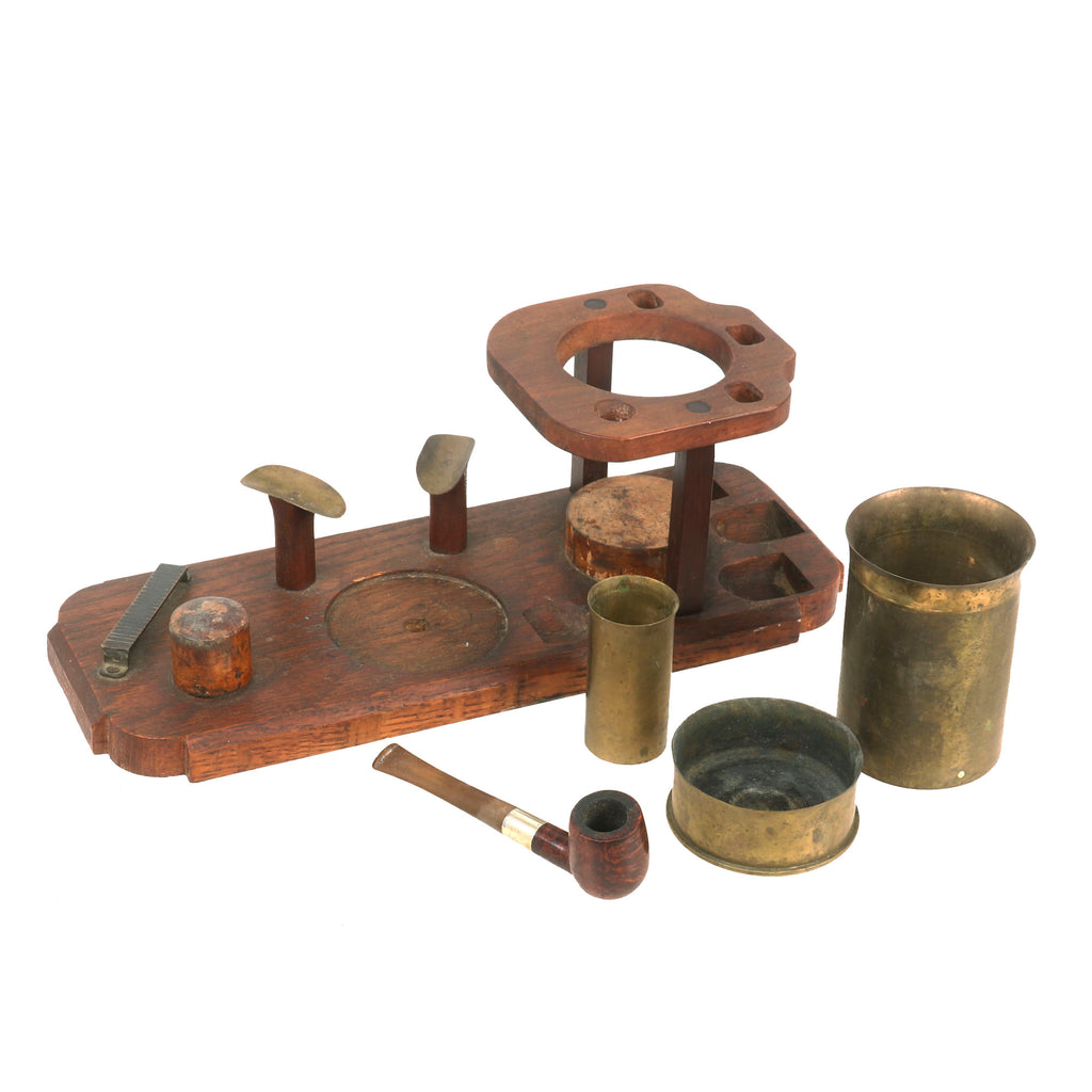 Original U.S. WWI Trench Art Smoking Kit Made from 1917 Dated Artillery Shell with Dr. Grabow Pipe & Striker Original Items