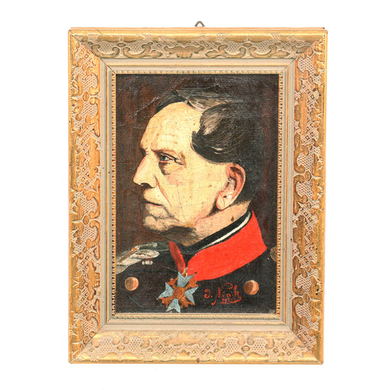 Original Imperial German Framd Painting of Helmuth Von Moltke the Elder - Field Marshal - Dated 1910 - 7⅛ x 5⅜”