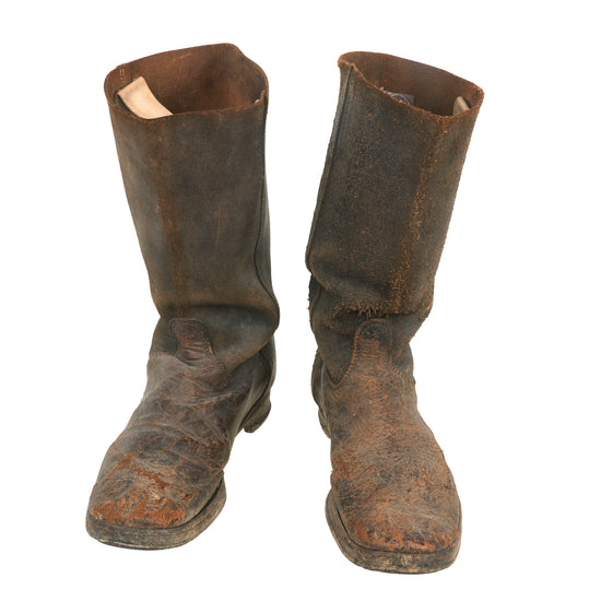 Original Imperial German WWI M1866 Marschstiefel Enlisted Issue Marching Boots with Pull-up Straps - Size 46