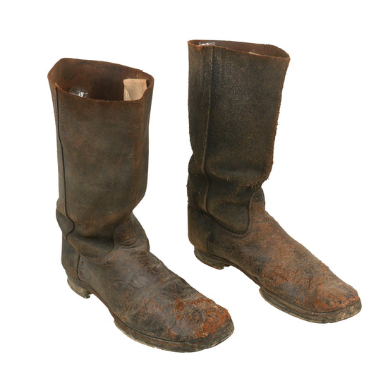 Original Imperial German WWI M1866 Marschstiefel Enlisted Issue Marching Boots with Pull-up Straps - Size 46 Original Items