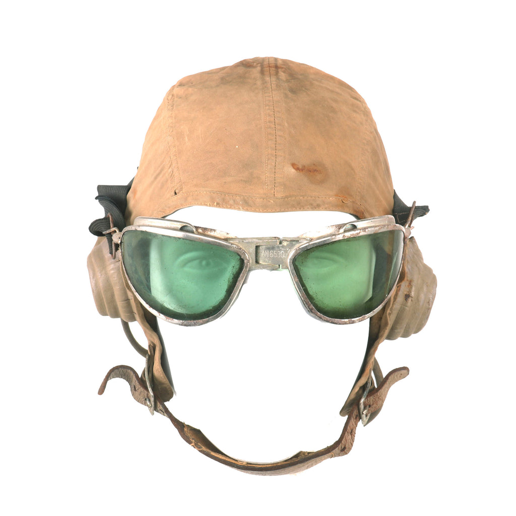 Original U.S. WWII USAAF AN-6530 Goggles and Type A9 Flight Helmet