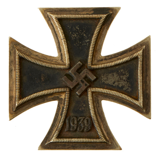 Original German WWII Iron Cross First Class 1939 EKI with Vertical Pinback - Unmarked