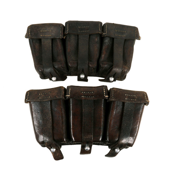 Original German WWII Naval Brown Leather Mauser 98k Triple Pouch Lot w ...