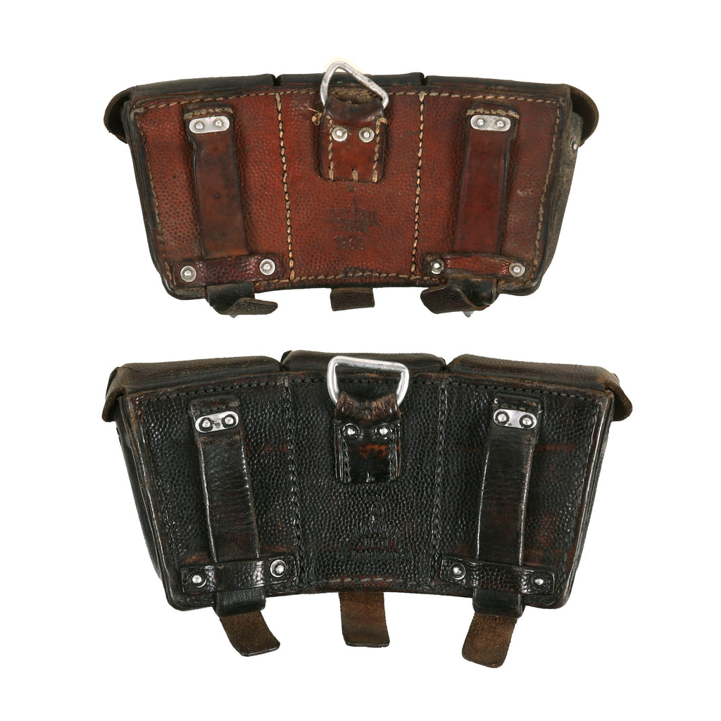 Original German WWII Naval Brown Leather Mauser 98k Triple Pouch Lot w ...