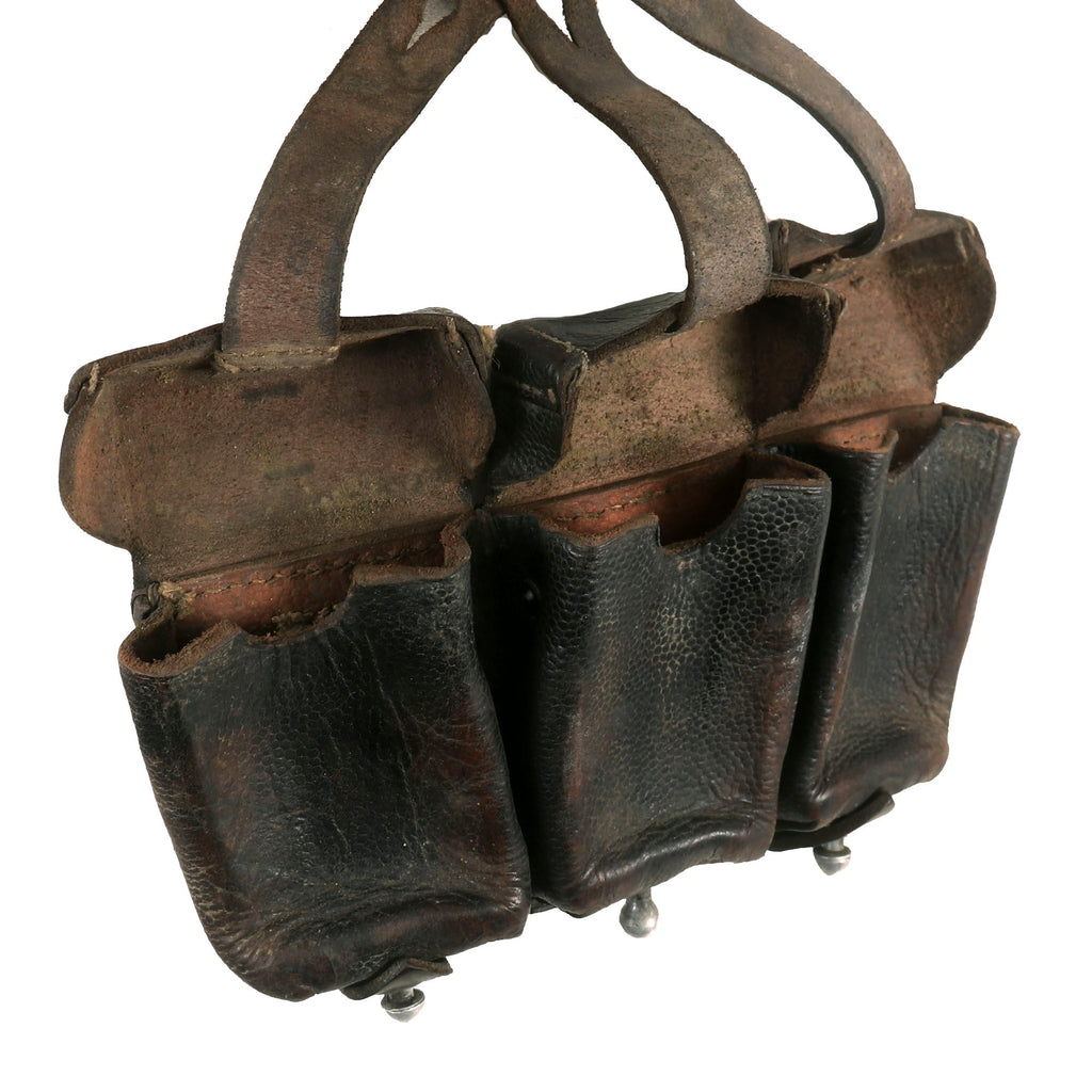 Original German WWII Naval Brown Leather Mauser 98k Triple Pouch Lot w ...