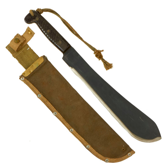 Original Scarce Australian WWII 15” Machete with Plastic Handles and Canvas Sheath - Dated 1944