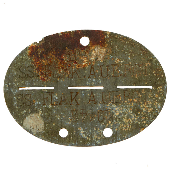 Original German WWII Waffen SS Flak Training and Replacement Identity Disc Dog Tag - No. 10442