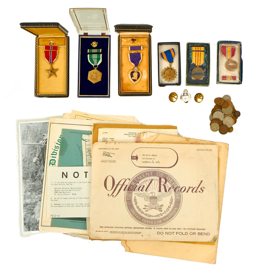 Original U.S. Vietnam War Named 2nd Battalion, 5th Cavalry, 1st Cavalry Division Purple Heart, Bronze Star, Insignia and Document Grouping for Sergeant Roy M. Munyan Original Items