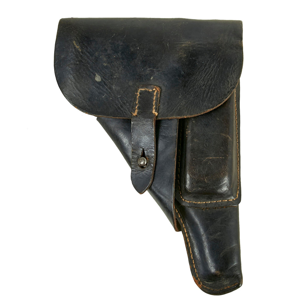 Original German WWII Walther P38 Black Leather Softshell Holster by Friedrich Offermann & Söhne - Dated 1944