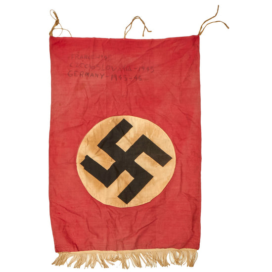 Original German WWII Dated USGI Bring Back NSDAP National Socialist Party Fringed Podium Banner - 31" x 22" Original Items