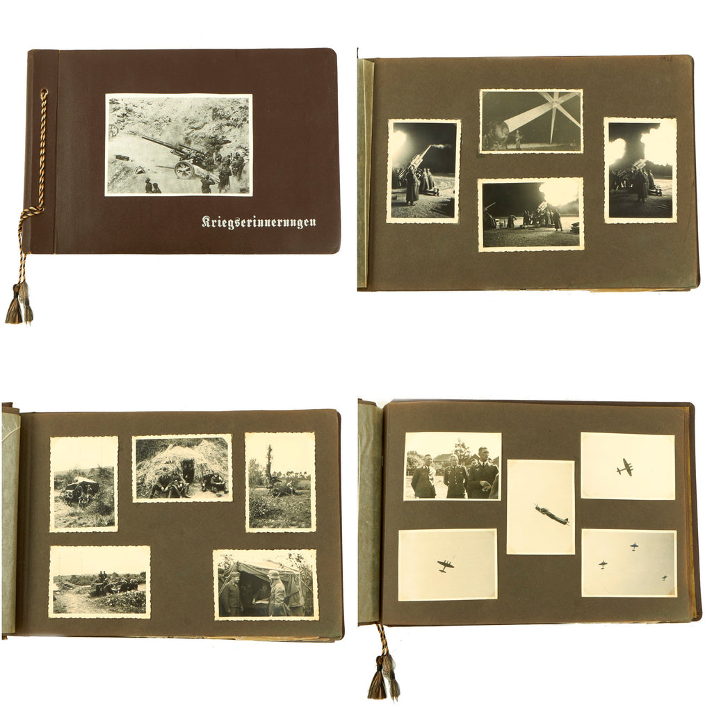 Original German WWII Luftwaffe Flak Artillery "Kriegserinnerungen" Personal Photo Album - 103 Photos Original Items