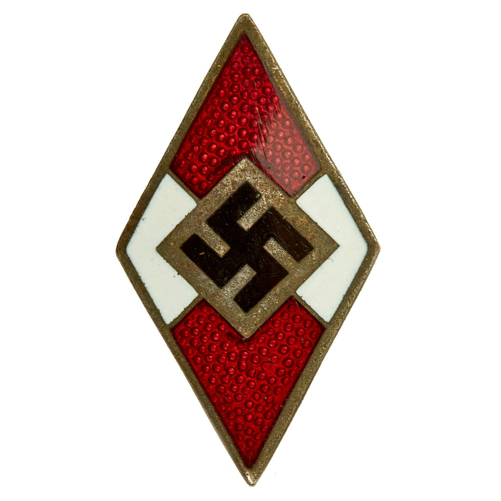 Original German WWII Early HJ Enamel Cap Badge Pin by Otto Hoffmann Original Items