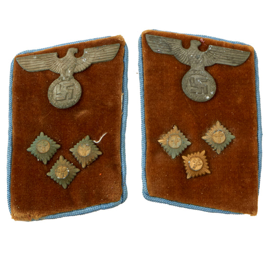 Original German WWII NSDAP Local Group Action Leader Matched Pair of Collar Tabs with RZM Tag - Einsatzleiter