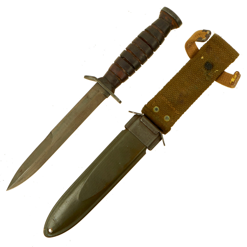 Original U.S. WWII Blade Marked Second Pattern M3 Fighting Knife by Imperial Knife Co. with Updated M8 Scabbard Original Items