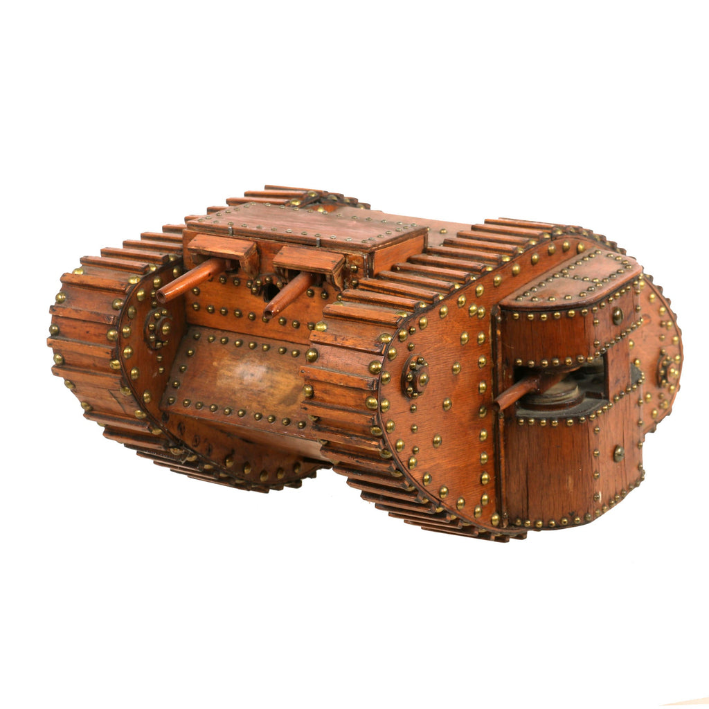 Original British 1920’s Era Wooden Model of a WWI Mark IV Tank (Female) - Formerly A.A.F. Tank Museum Collection Original Items