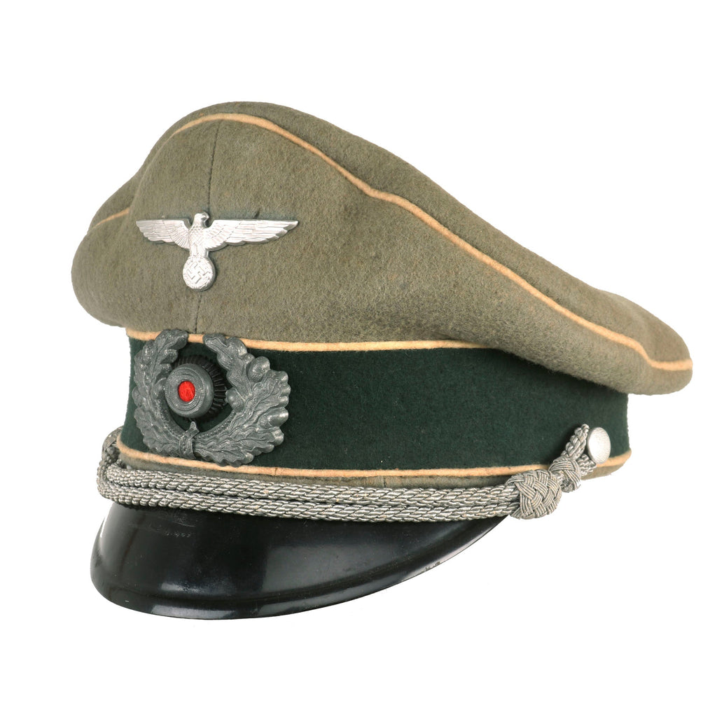 Original German WWII Service Used Army Heer Infantry Officers Schirmmütze Visor Crush Cap - Missing Sweatband Original Items