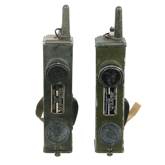 Original U.S. WWII Set of Handie Talkie SCR-536 Radio Transceivers with Original Straps - Set of BC-611-C & BC-611-F