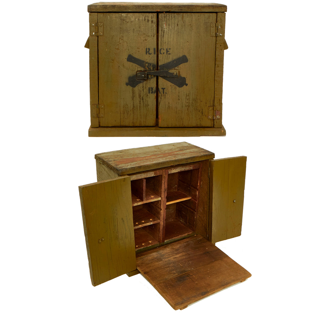 Original U.S. WWI Era Artillery Unit Wooden Field Desk With Original Paint - 16” Long x 9” Wide x 15 ½” Tall Original Items