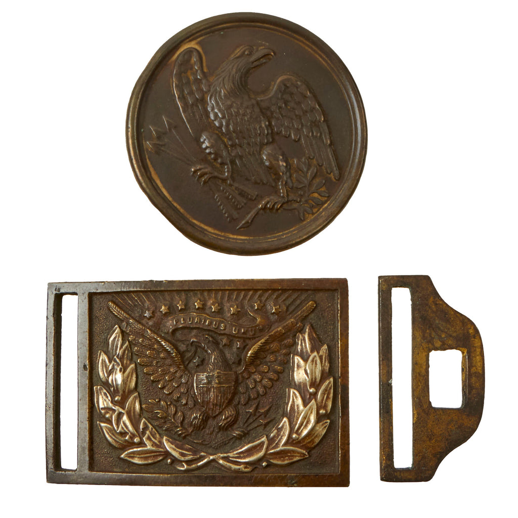 Original U.S. Civil War Union M1851 Federal Eagle EM NCO Belt Plate & Eagle Cartridge Box Plate