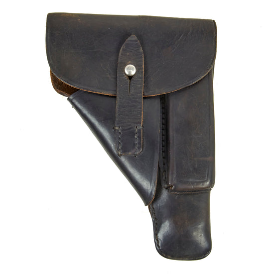 Original German WWII U.S. Captured Walther PP / PPK Pistol Black Leather Breakaway Holster with American Soldier’s Name on Interior