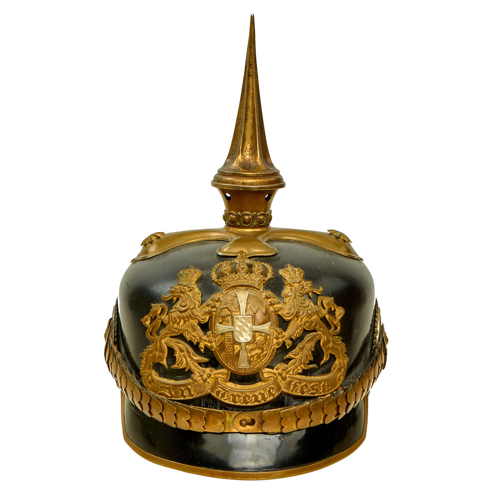 Original German WWI Bavarian Named M1886/1914 Infantry Officer Pickelhaube Spiked Helmet - Hermann Haupt, Reserve Infanterie Regiment No. 7 (Bayreuth) Ersatz-Bataillon, Served During WWII & KIA at Stalingrad Original Items