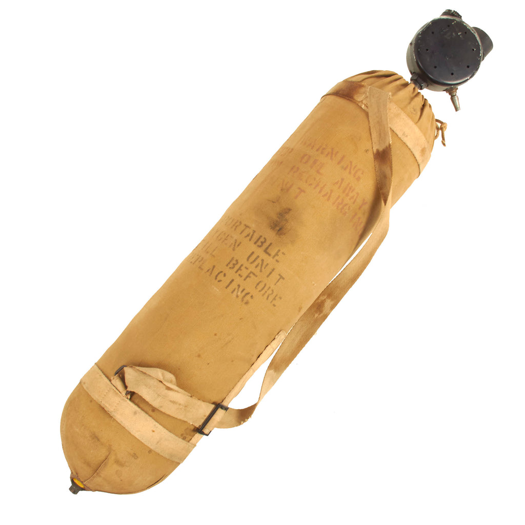 Original U.S. WWII Army Air Force D-2 Breathing Oxygen Bottle With Carry Bag Original Items