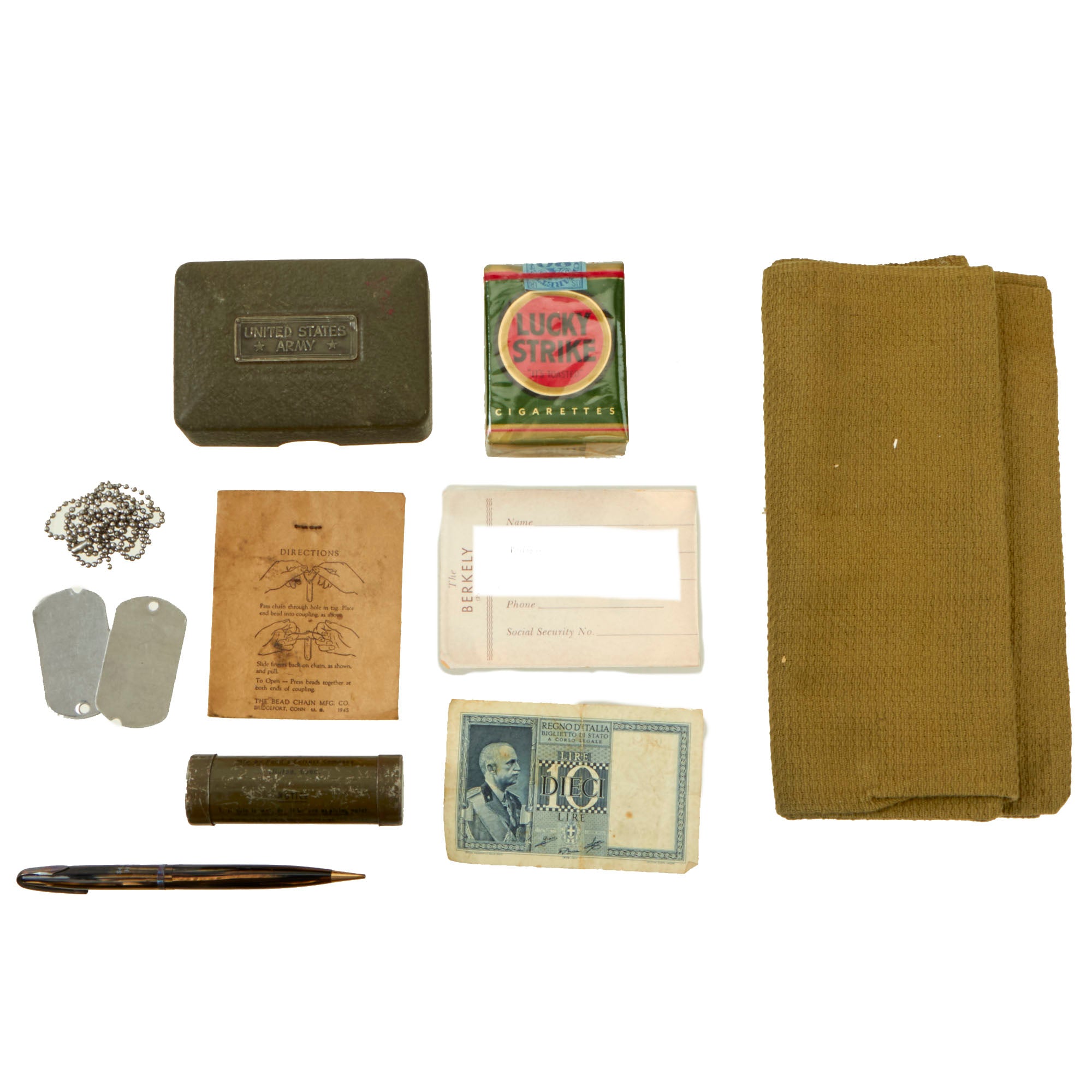 Original U.S. WWII US Army Personal Effects Lot Featuring Unopened Pac –  International Military Antiques