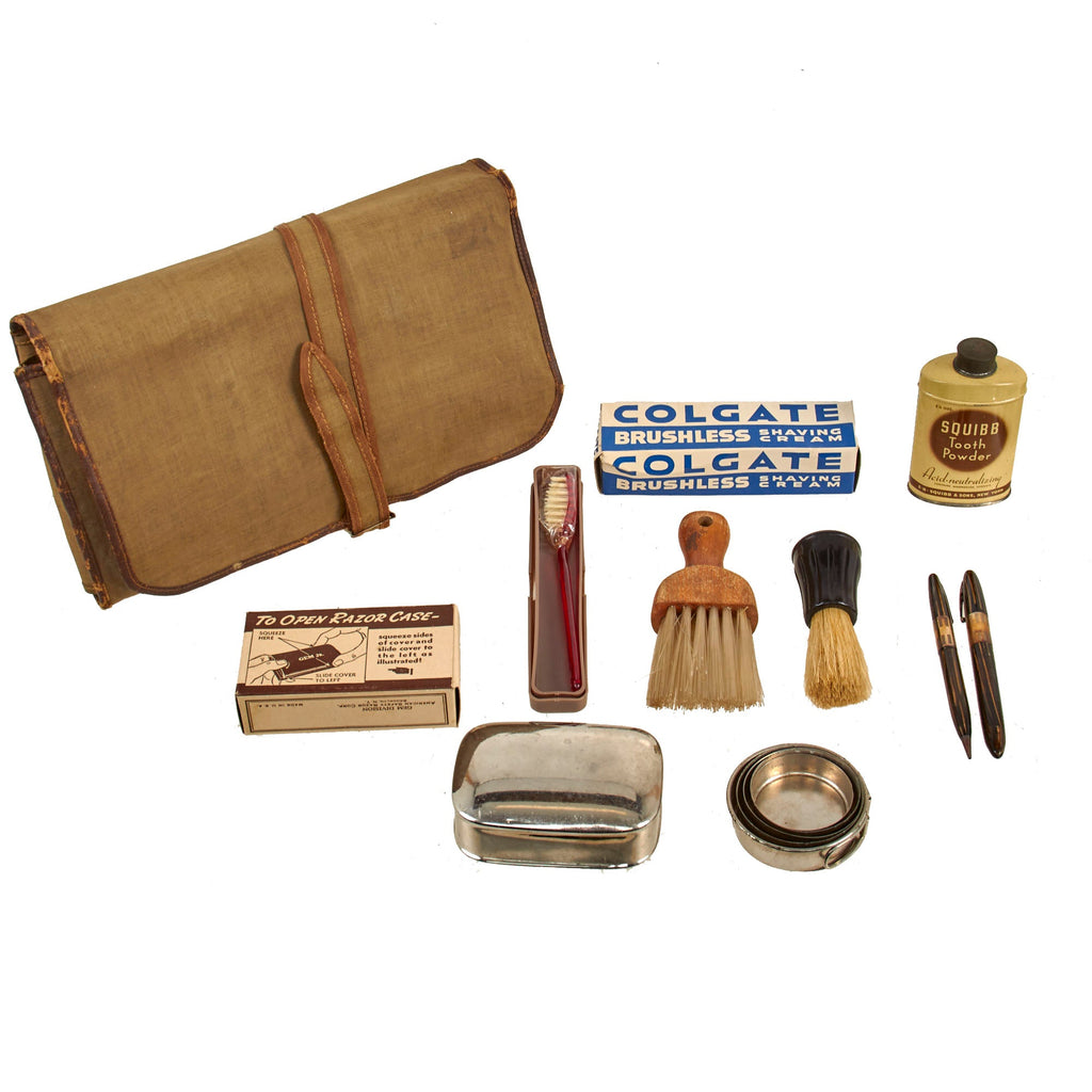 Original U.S. WWII Era Toiletry Hygiene Bag Kit With Unused Contents Original Items