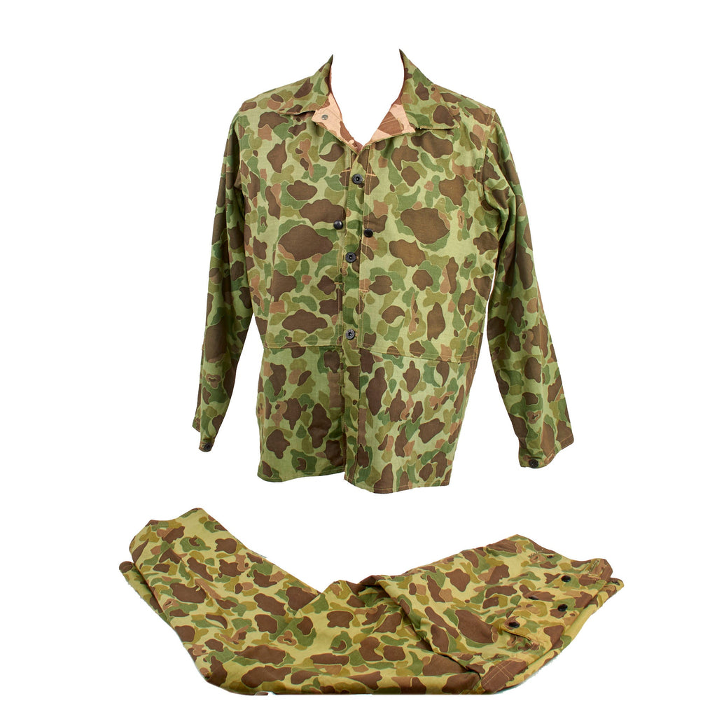 Original U.S. WWII US Marine Corps UNISSUED P-44 Camouflage Pattern Uniform Set - Frogskin Size 38 Original Items