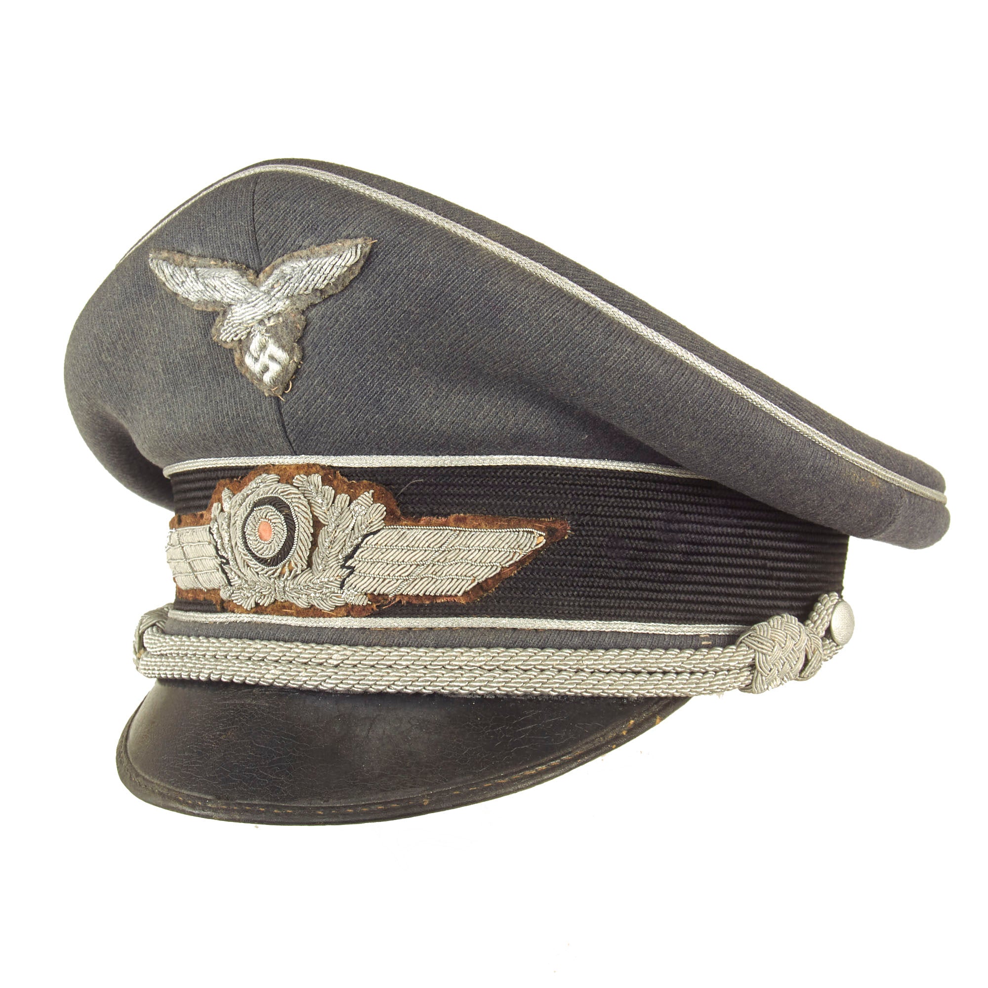 Original German WWII Luftwaffe Officer Schirmmütze Visor Crush Cap wit ...