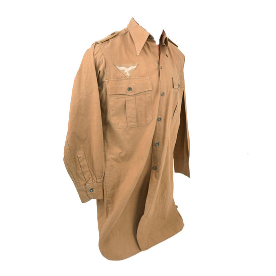 Original German WWII Afrika Korps Luftwaffe Flight NCO Tan Tropical Uniform Flight Jacket Shirt - dated 1938 Original Items