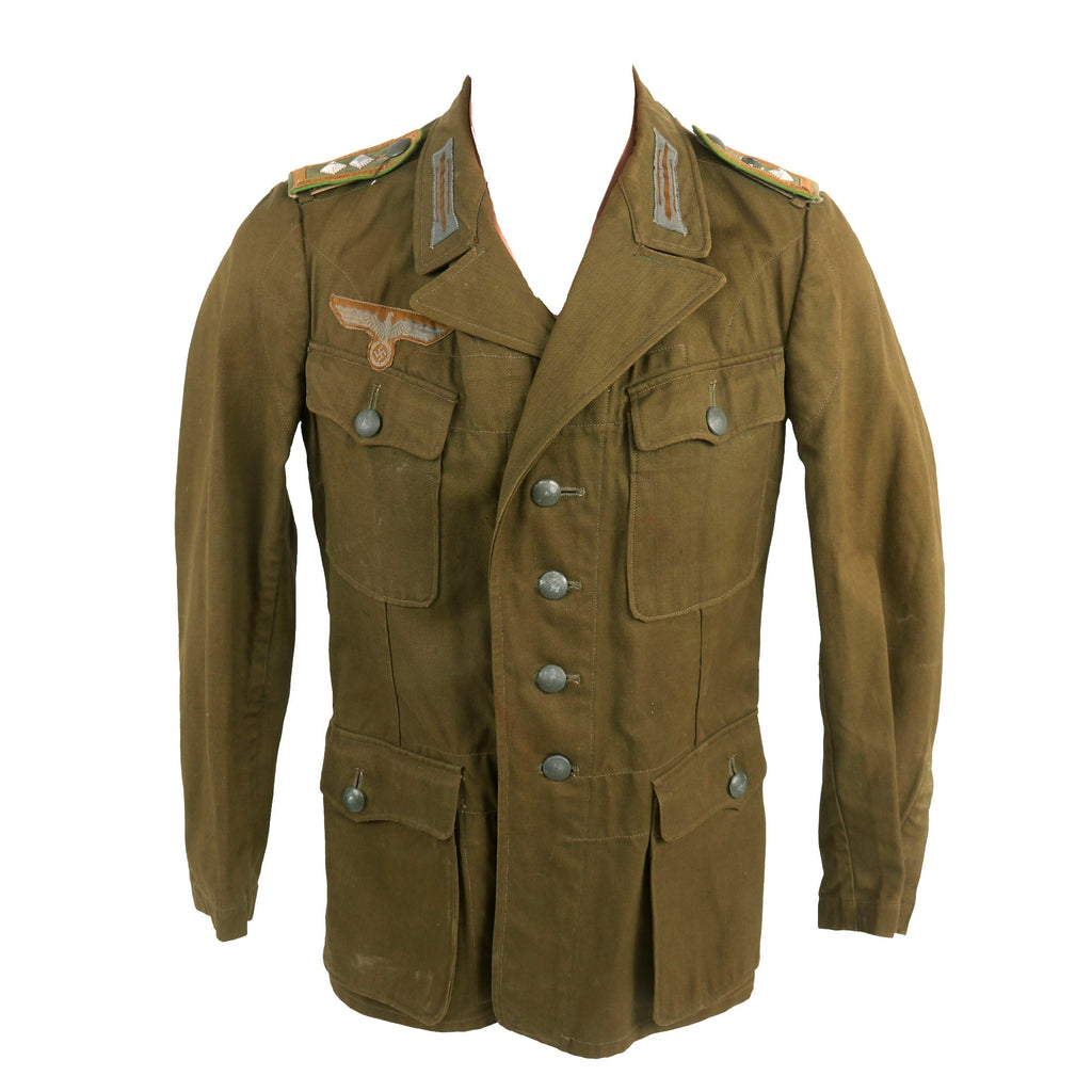 DRAFT Original German WWII Afrika Korps M43 Tropical Tunic with EKI Ribbon & Faded Markings Original Items