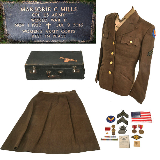 Original U.S. WWII Named Air Women’s Army Corps AirWAC Trunk Uniform Grouping - Marjorie Cumiskey Original Items
