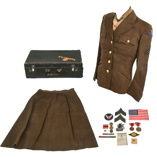 Original U.S. WWII Named Air Women’s Army Corps AirWAC Trunk Uniform Grouping - Marjorie Cumiskey Original Items