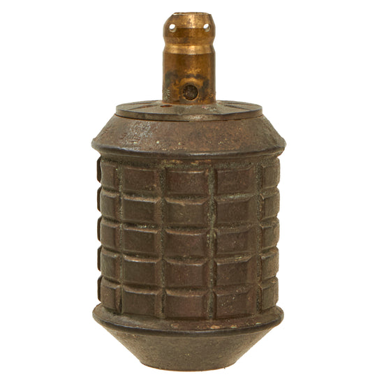 Original Japanese WWII Type 97 Inert Fragmentation Hand Grenade with Fuse Housing - Dated 1942