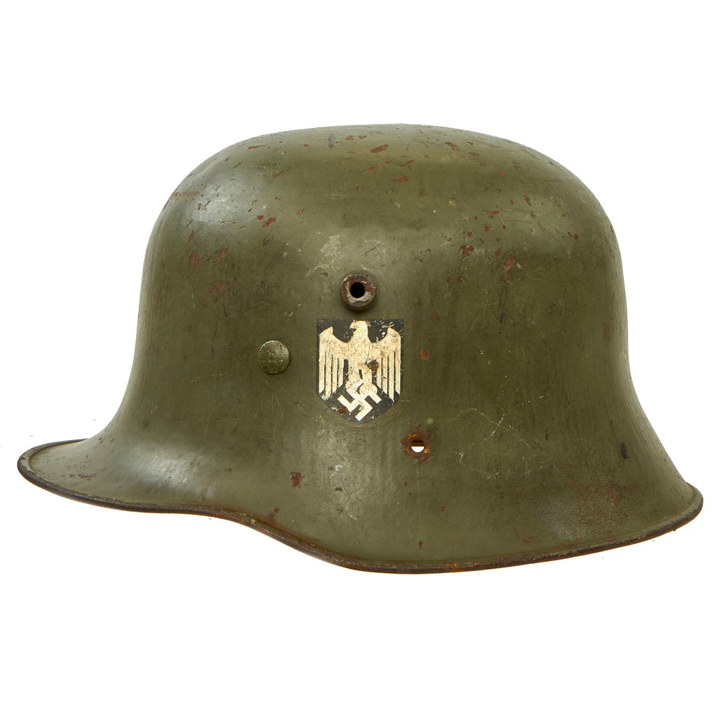 Original German WWII Austrian M17 Transitional Heer Army Double Decal Helmet Replaced Period Relic Liner & Chinstrap Original Items