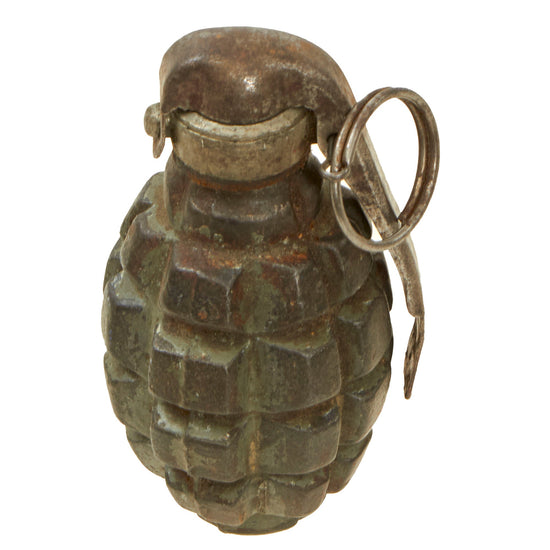 Original French WWI F1 Fragmentation Hand Grenade with Billant Modèle 1916 Fuse - Inert Original Items