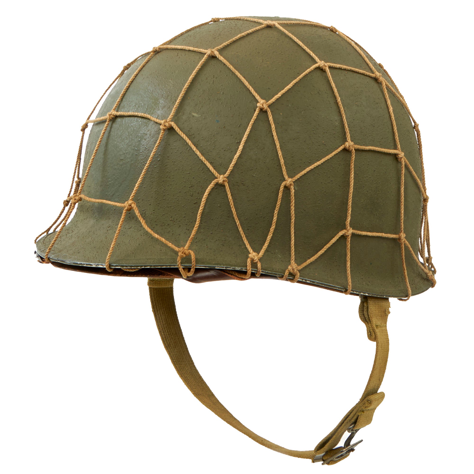 Original U.S. WWII 1943 M1 McCord Front Seam Fixed Bale Helmet with Ve ...